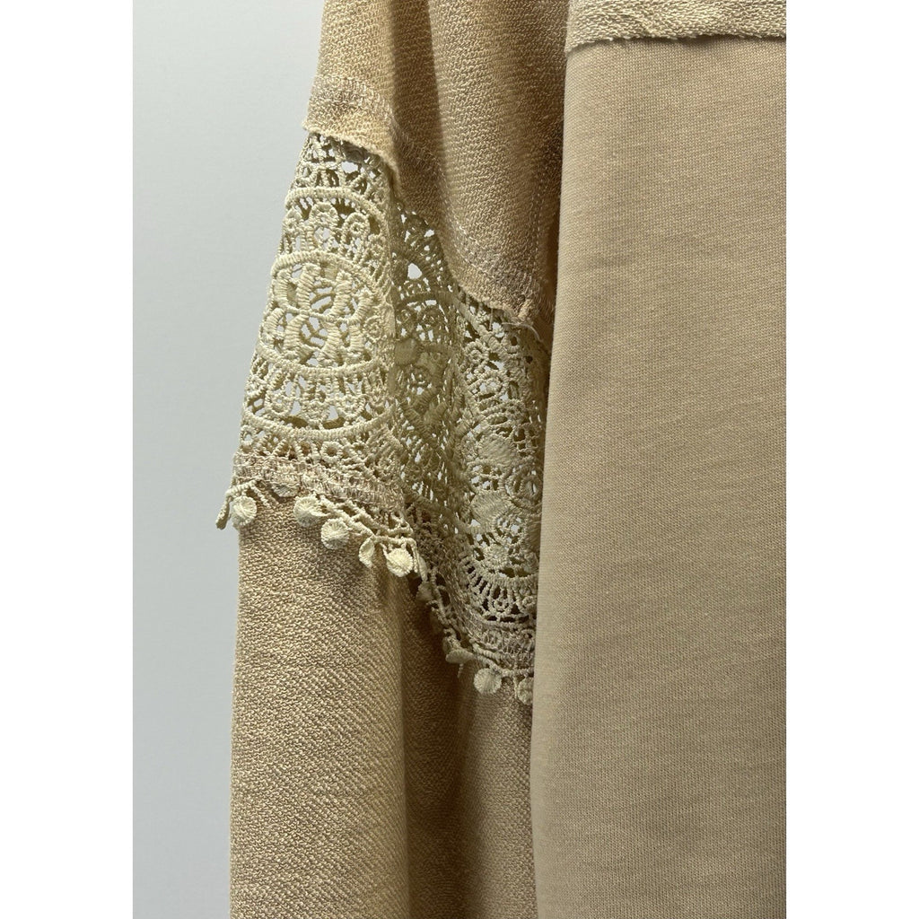 La Miel 100% Cotton Crochet Breezy Long Sleeve V-Neck Blouse Size Small (New) .