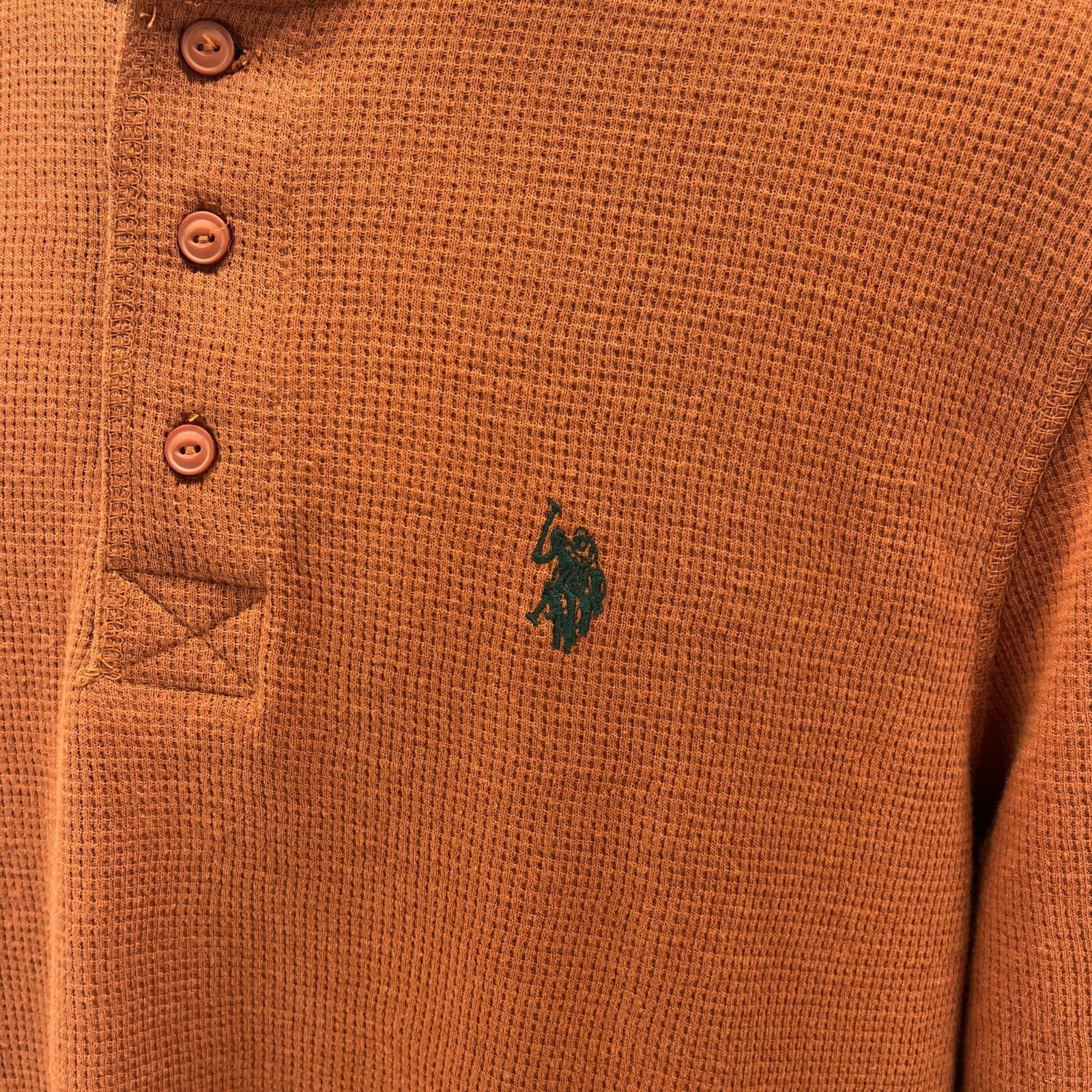 NWT U.S. Polo Assn. Men's Shirt Thermal Henley Cotton Long Sleeve L Pony Logo