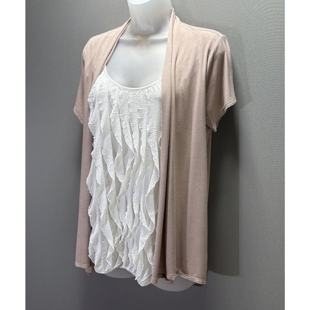 Naif Mauve Shirt Top With Built In Ruffle Cami Womens Size M Stretch