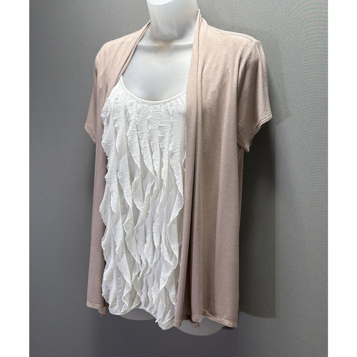 Naif Mauve Shirt Top With Built In Ruffle Cami Womens Size M Stretch