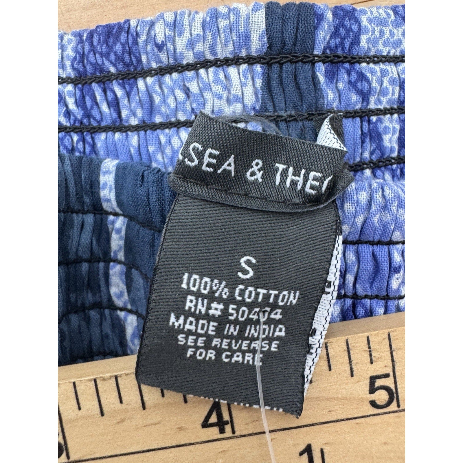 CHELSEA & THEODORE Blue Print Ruffle Tie Tiered Mini Dress Women’s Small NWT