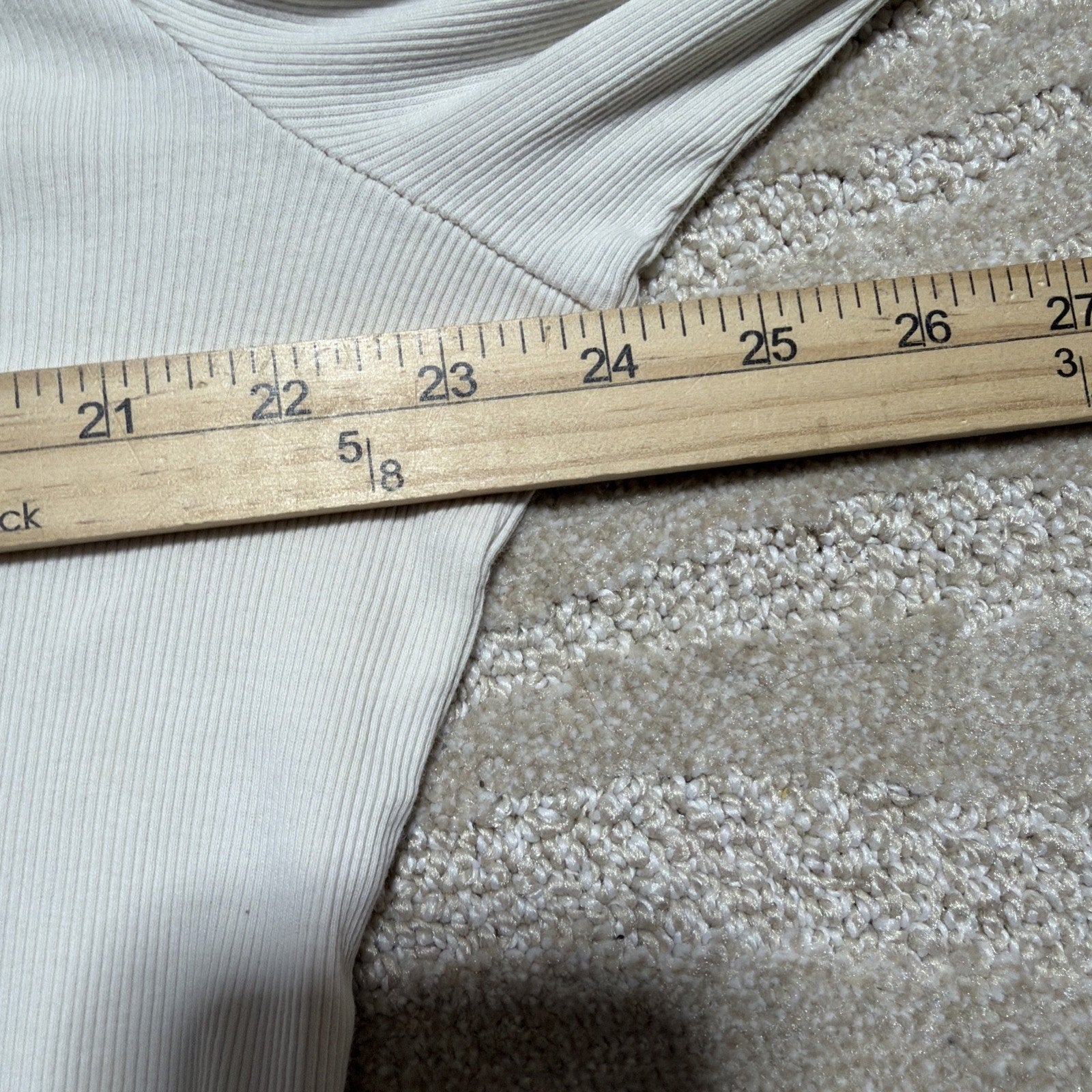 LRL Lauren Jeans Co. Ribbed Top Womens XL Ivory Suede Elbow Patches Y2K Vtg