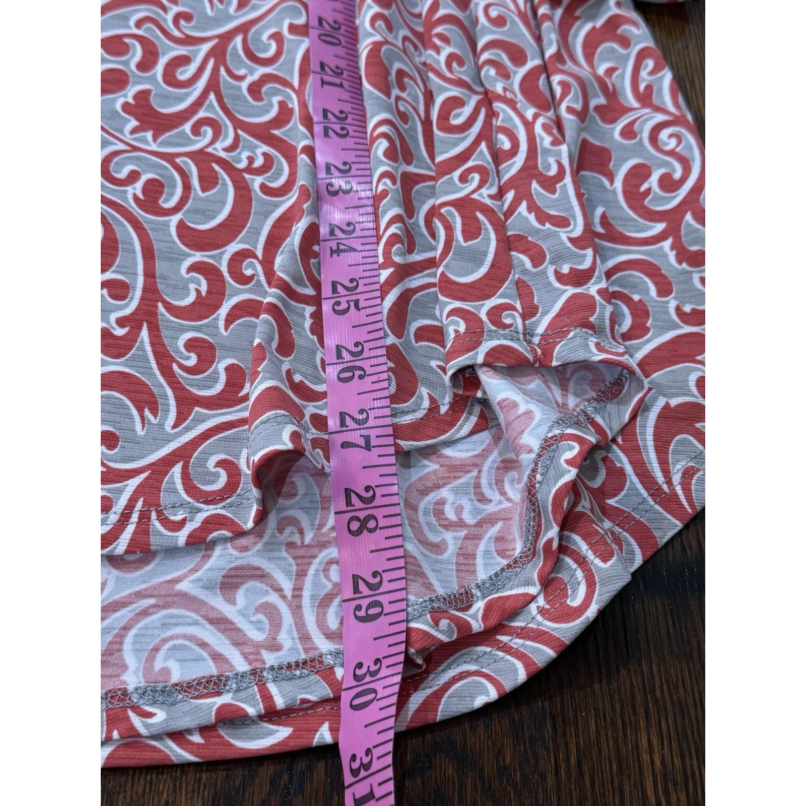 Pink Coconut Boutique Top, Coral And Gray Floral Tunic Women’s Size Small