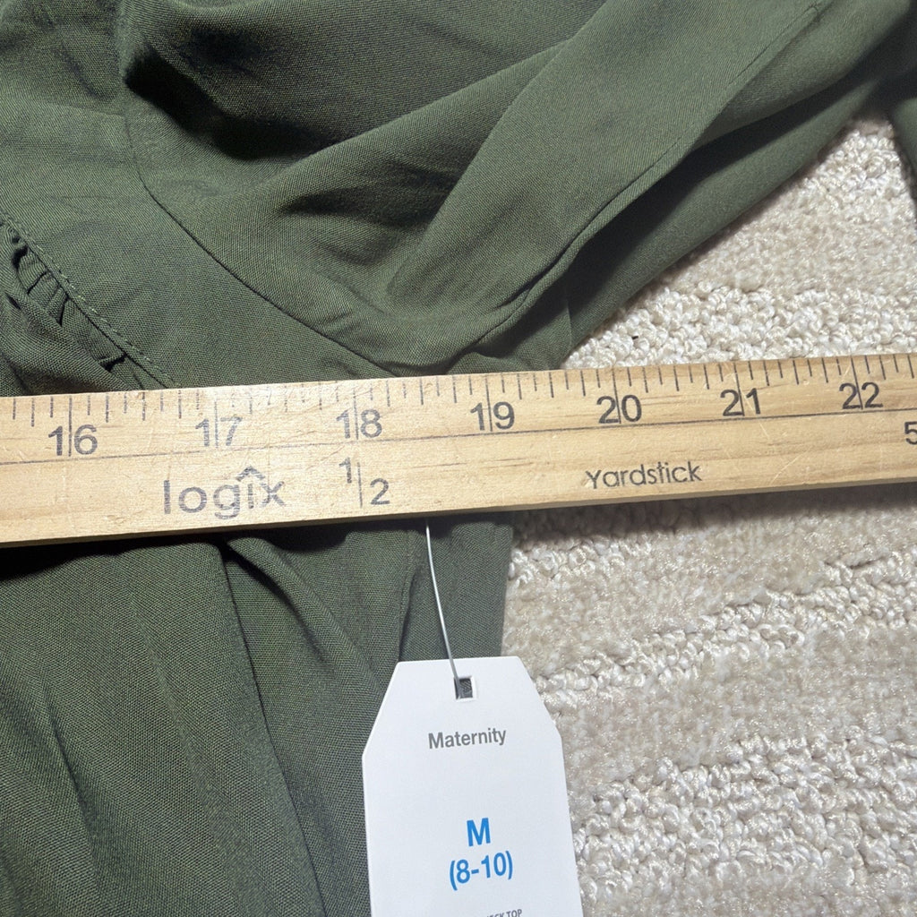 TIME AND TRU MATERNITY Sea Turtle Green Long Sleeve Square Neck Blouse M NWT