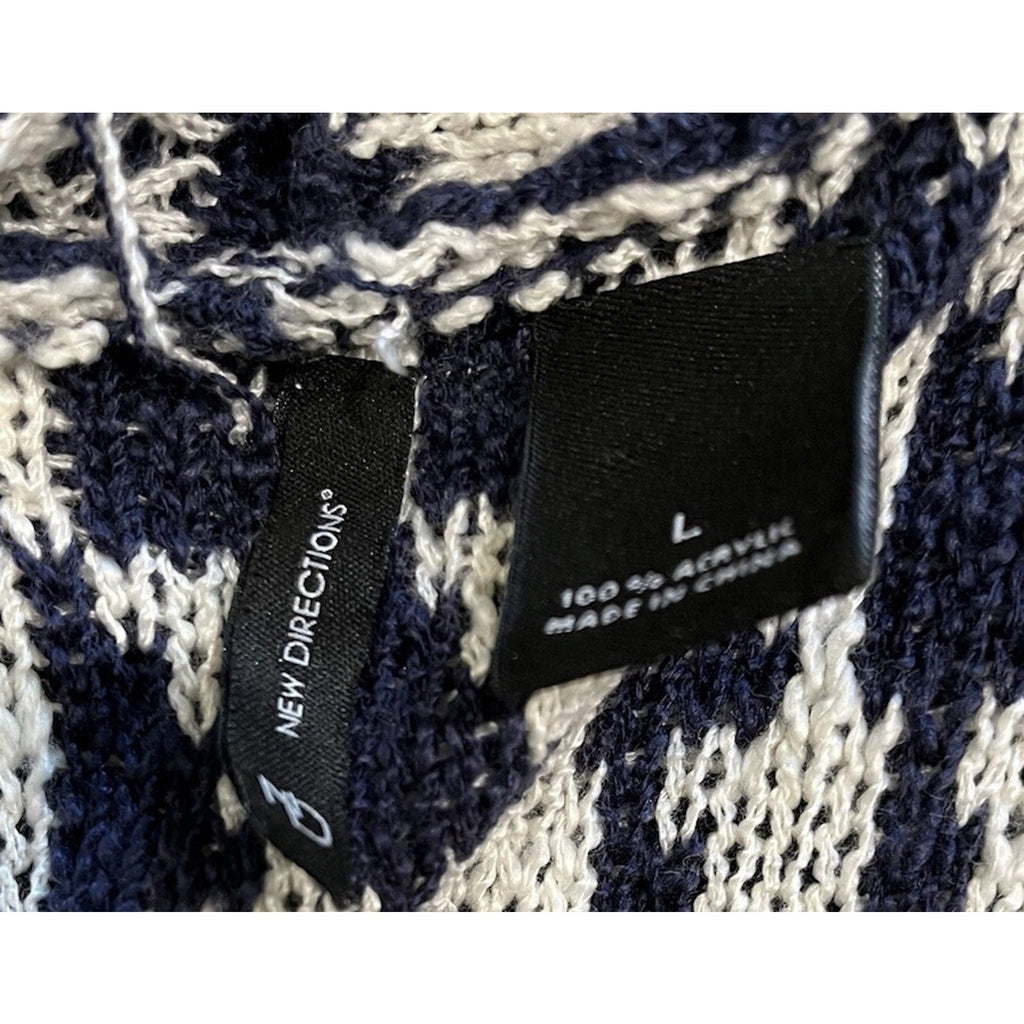 Women New Directions Blue, Red & White Open Front Sweater Cardigan Size L