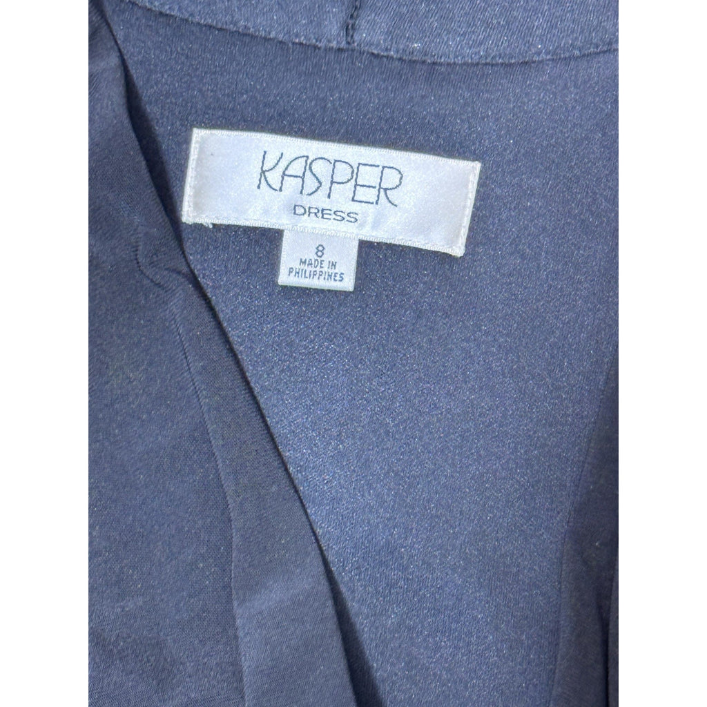 Kasper Sleeveless Fit & Flare Dress Black Stretch Ruched Waist Women’s Size 8