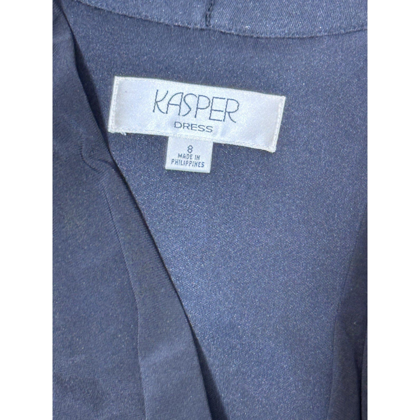 Kasper Sleeveless Fit & Flare Dress Black Stretch Ruched Waist Women’s Size 8