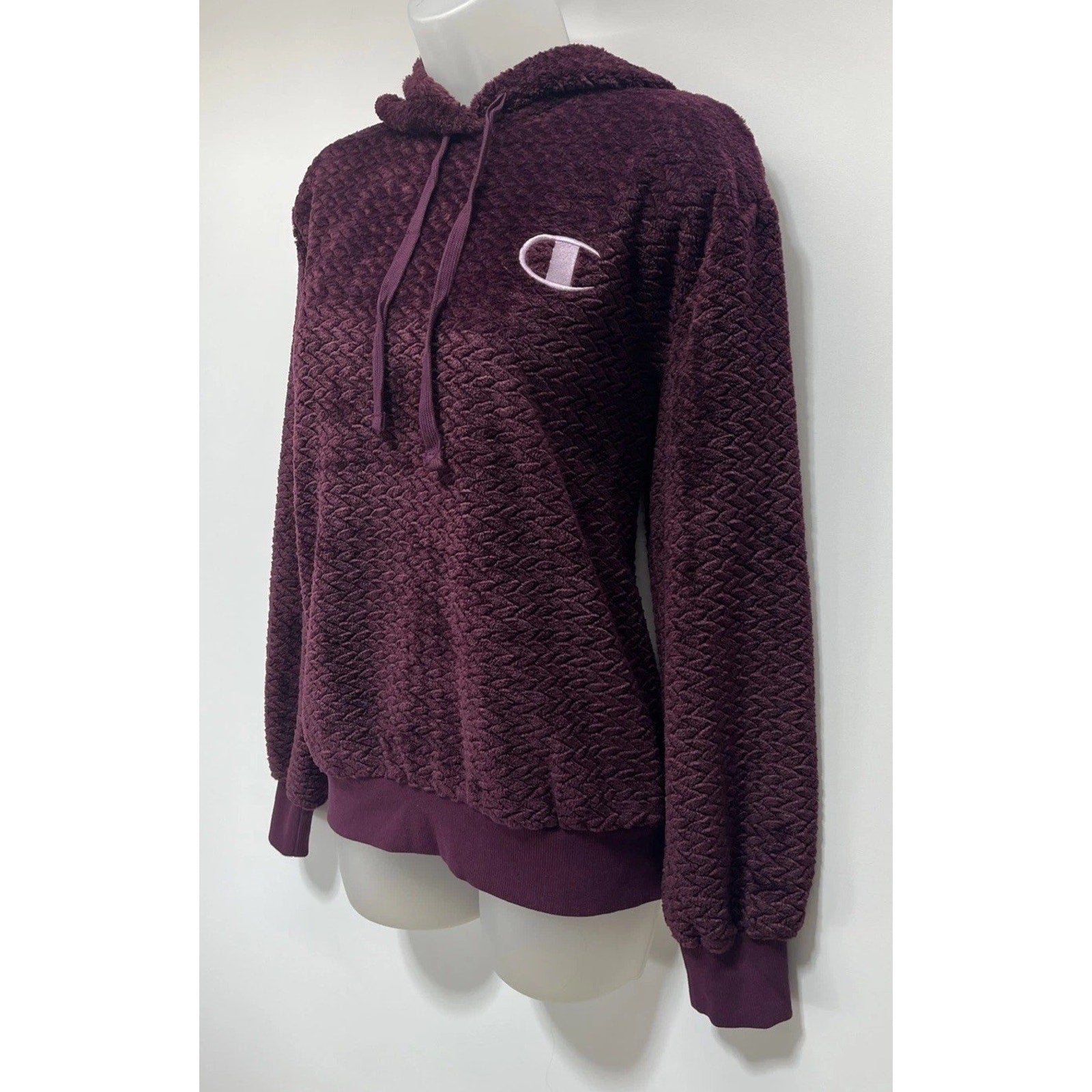Champion Fluffy Teddy Fleece Pullover Hoodie Womens Medium Burgundy NWT