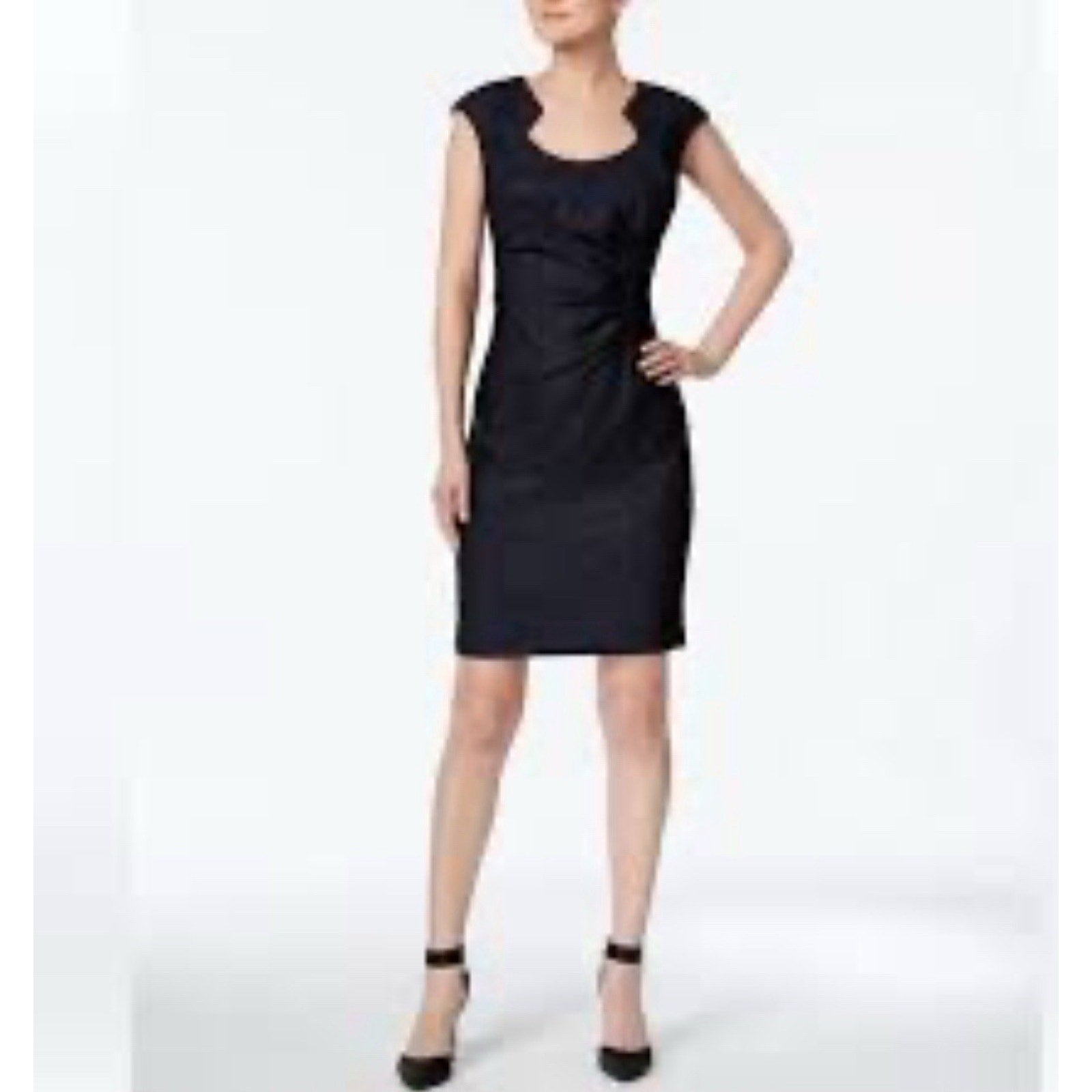 Calvin Klein Dress Navy Blue Sheath Cap Sleeve Career Women’s Size 6