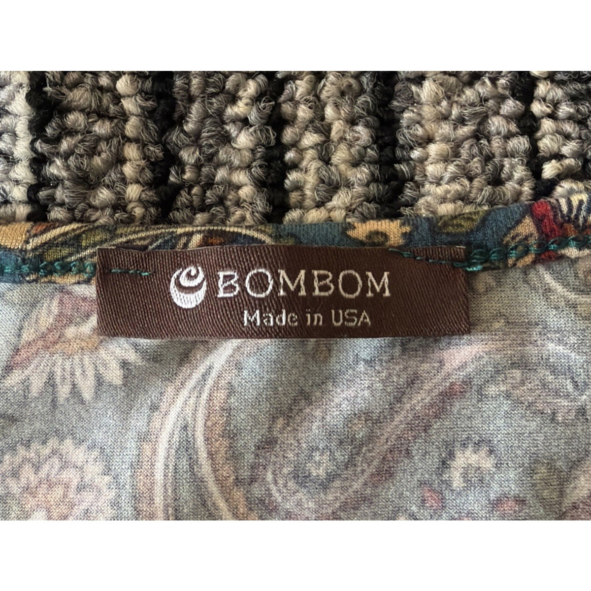 BOMBOM XL Blue Paisley Floral Long Sleeve Babydoll Swing Dress Boho USA