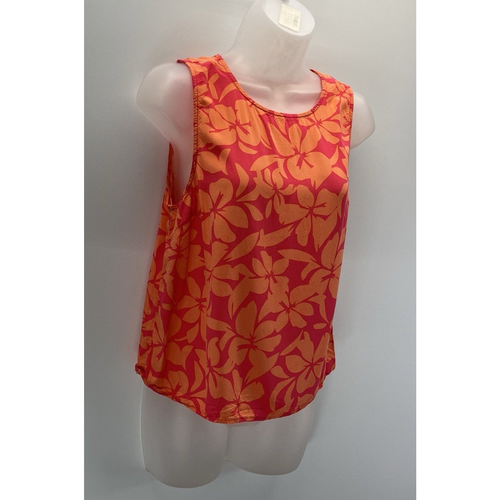 J. Crew Women's Sleeveless Bright Orange Floral Crop Blouse Size S