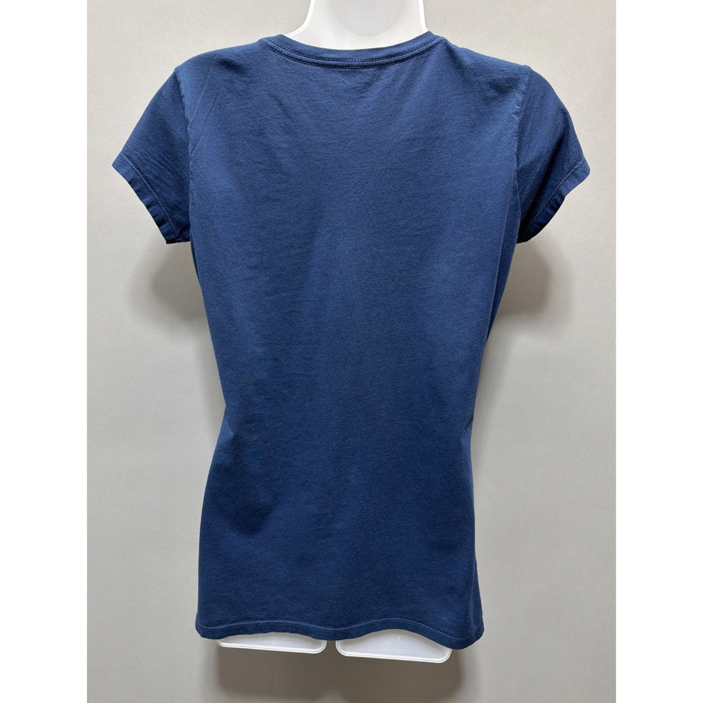 OLE MISS REBELS WOMENS LADIES BLUE SCOOP NECK T-SHIRT SIZE LARGE BLUE 84