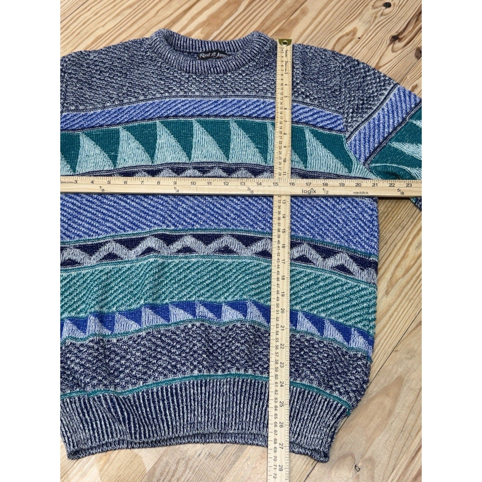 Vtg Reed St James Sweater Geometric Abstract Pullover 90s Made In USA Men’s XL