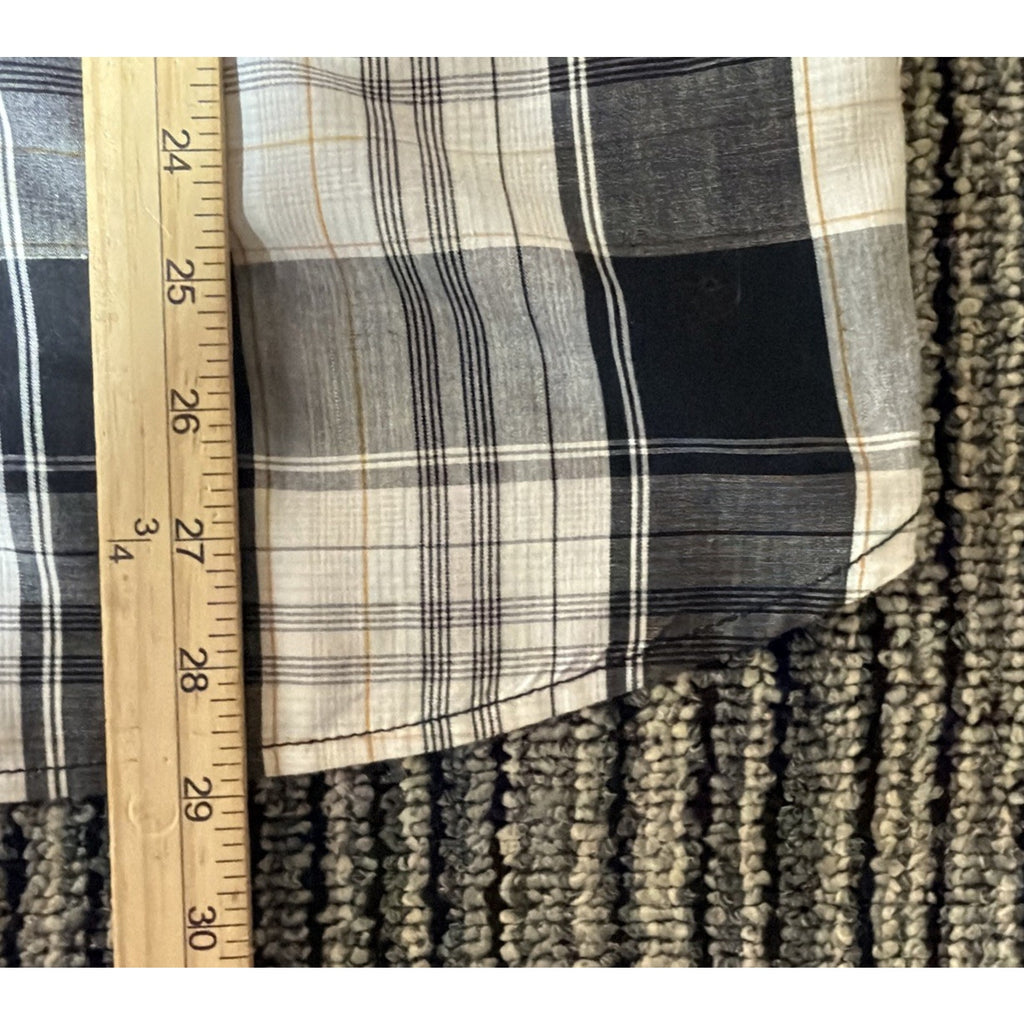 Levi's Men's Size Medium Modern Fit Pearl Snap Shirt Plaid Gray White Black