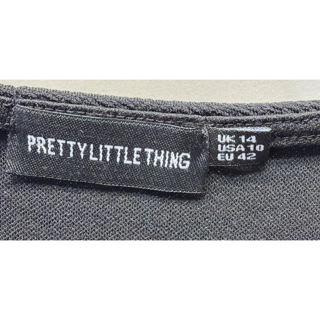 Pretty Little Thing Black Wrap Detail Mini Dress Size 10