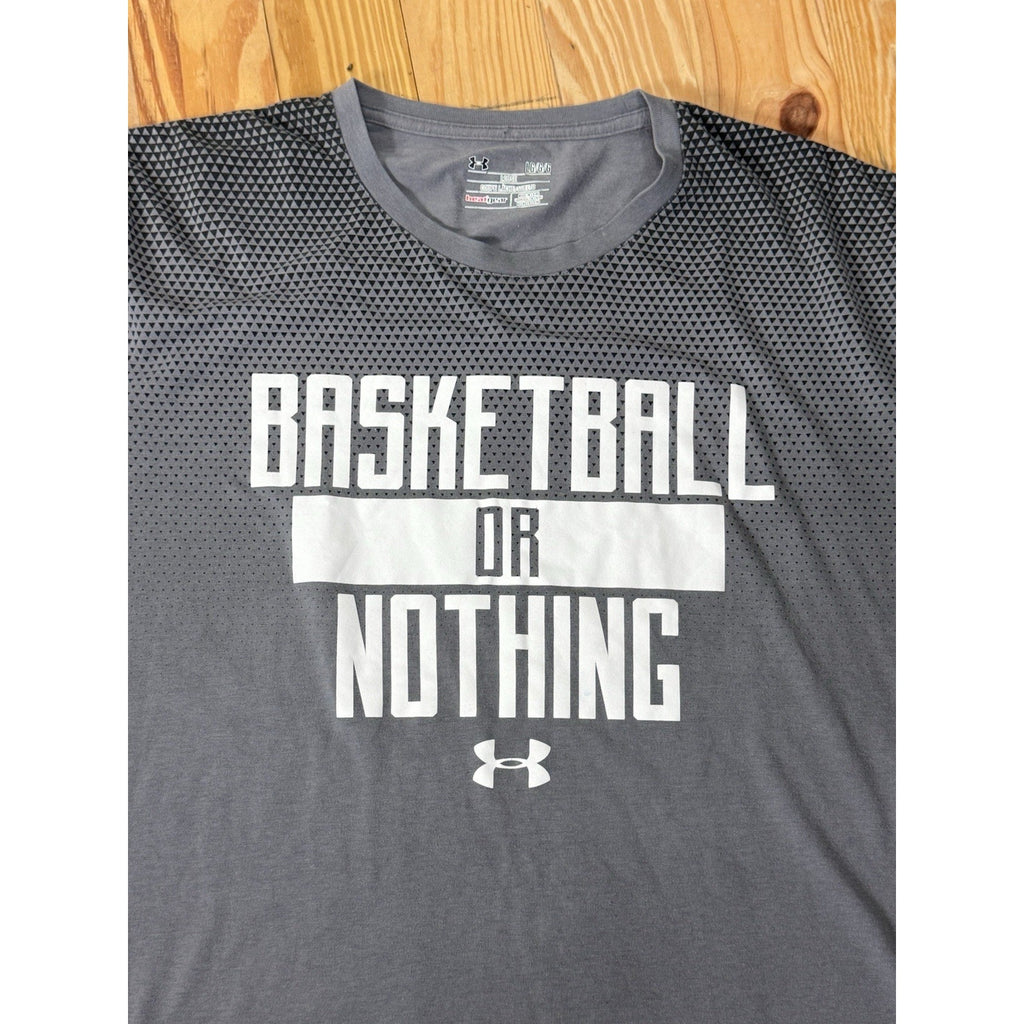 Men's Under Armour Gray Loose Fit Tee Size Large “Basketball Or Nothing”