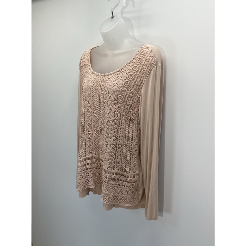 Chico's Women Knit Top Shirt Blouse Size 2 Lola Lace Two-In-One Lace