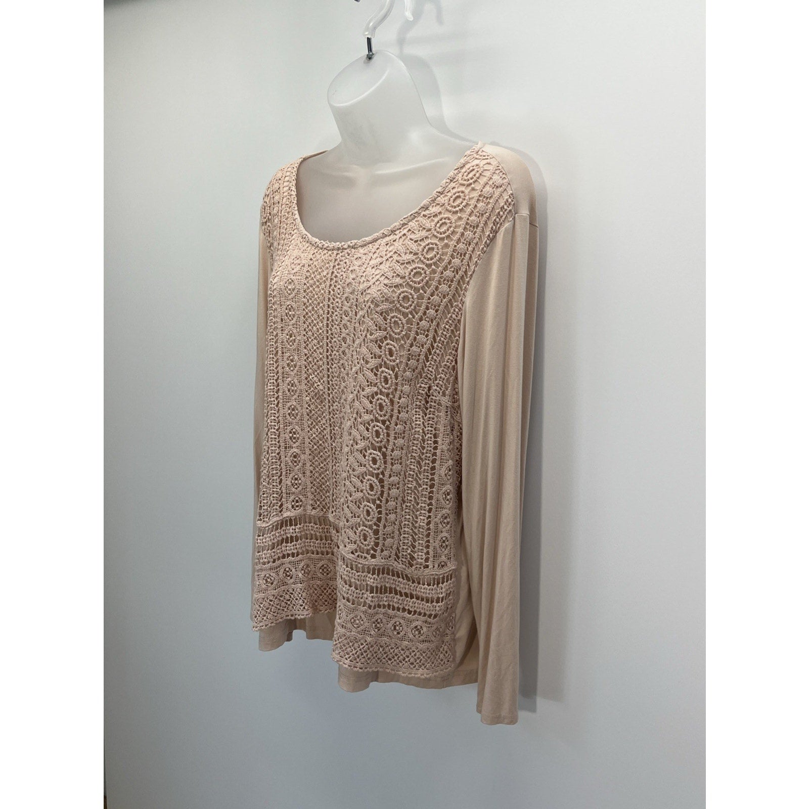 Chico's Women Knit Top Shirt Blouse Size 2 Lola Lace Two-In-One Lace