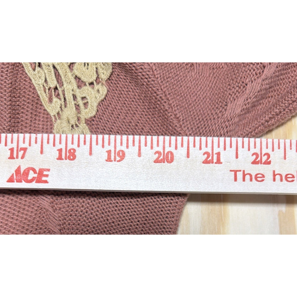 Anthropologie Easel Boho Textured knit Crochet Sweater Tunic Bell sleeves S/M