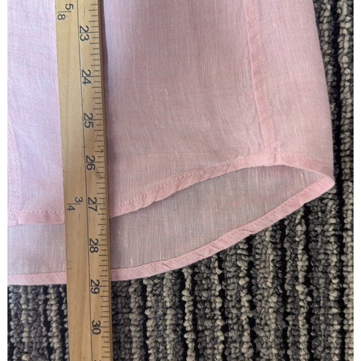 Calvin Klein 100% Linen Long Sleeve Button Up Shirt Large Pink Solid Pockets