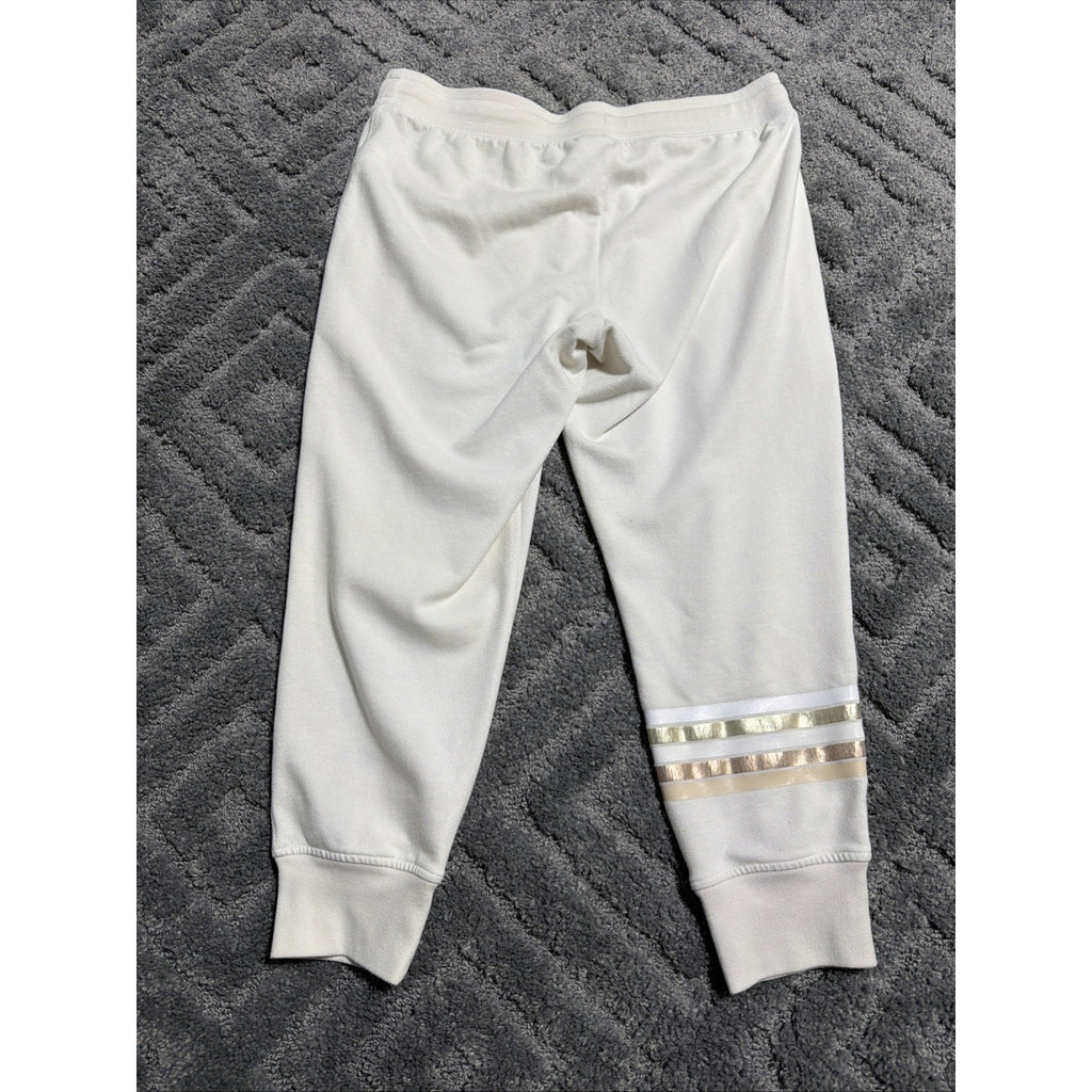 Gap Womens Logo Fleece Joggers Sweatpants Light Beige Pockets Large