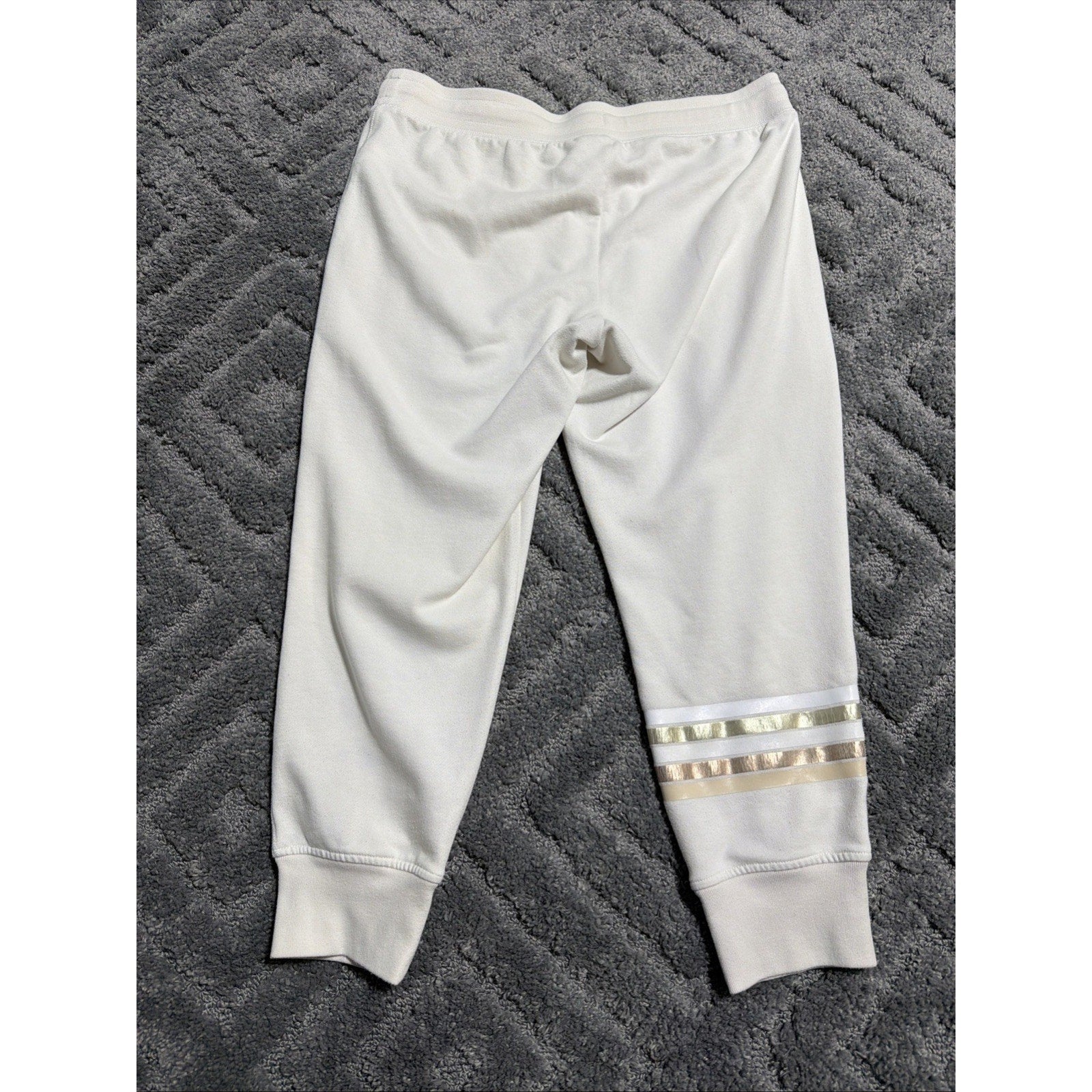 Gap Womens Logo Fleece Joggers Sweatpants Light Beige Pockets Large