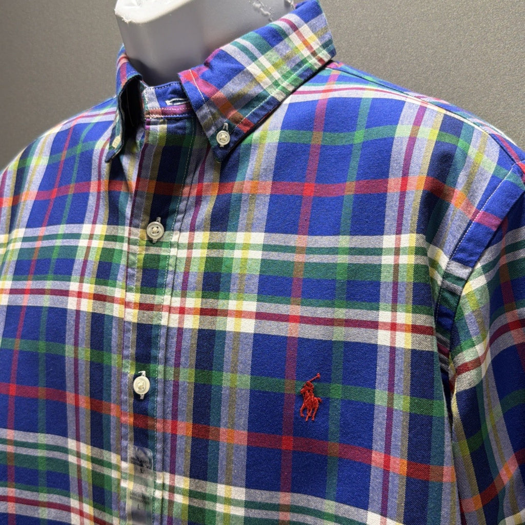 $125 Polo Ralph Lauren Colorful Plaid Oxford Button Down Shirt Mens Large NWT