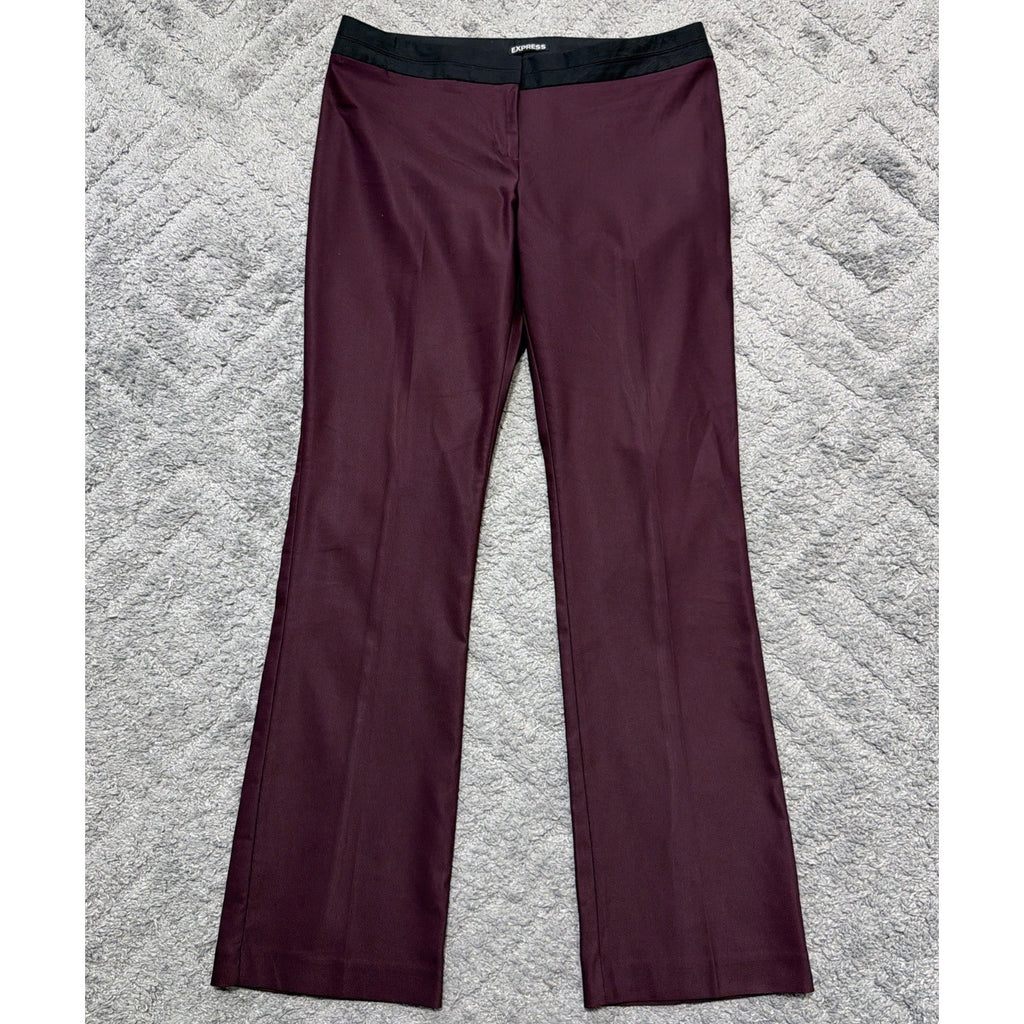 Express Pants Womens Size 10R Columnist Boot Stretch Mid Rise Wine Red