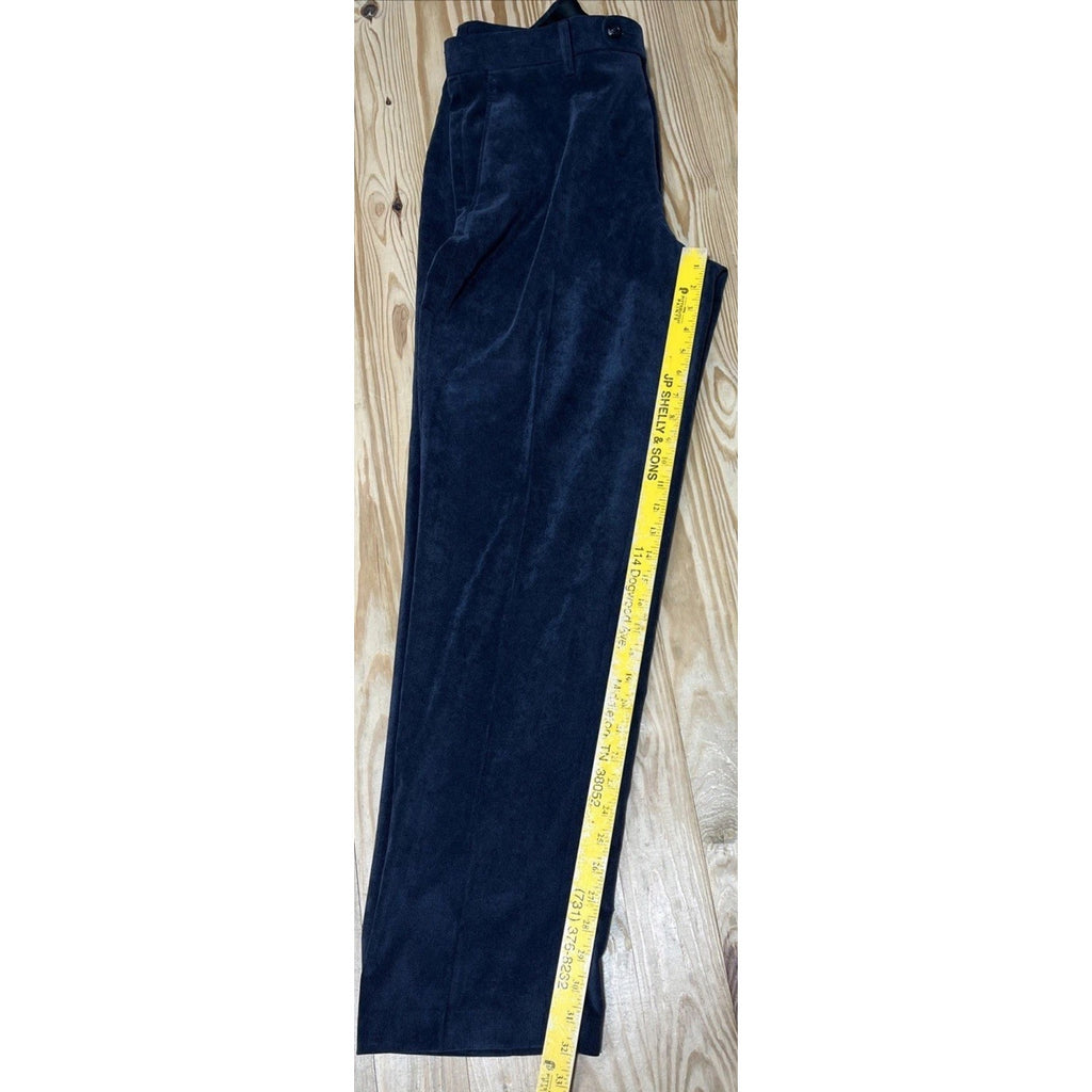Alan Flusser Collection 38 x 32 Corded Microfiber Navy Blue Dress Pants