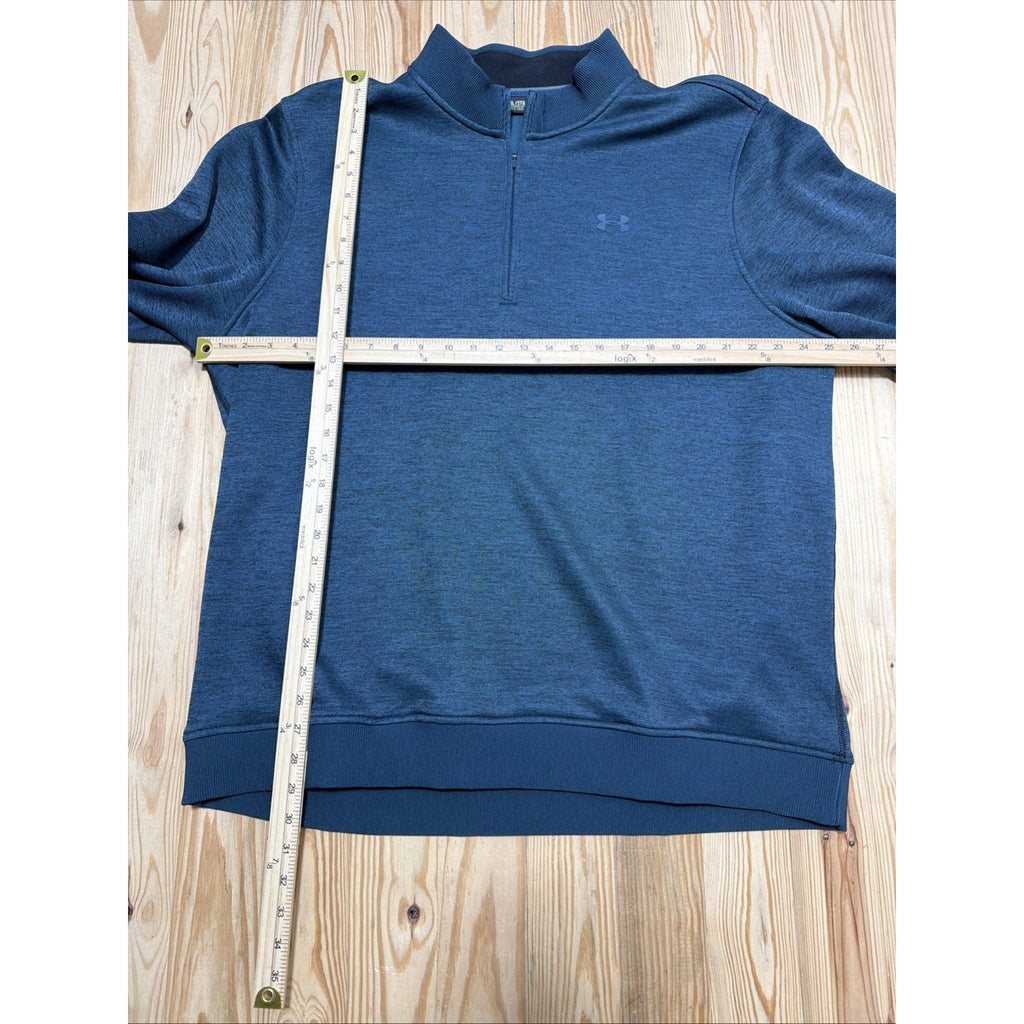 Under Armour Mens 1/4 Zip Sweater Fleece Storm Loose Coldgear Blue 2XL EUC