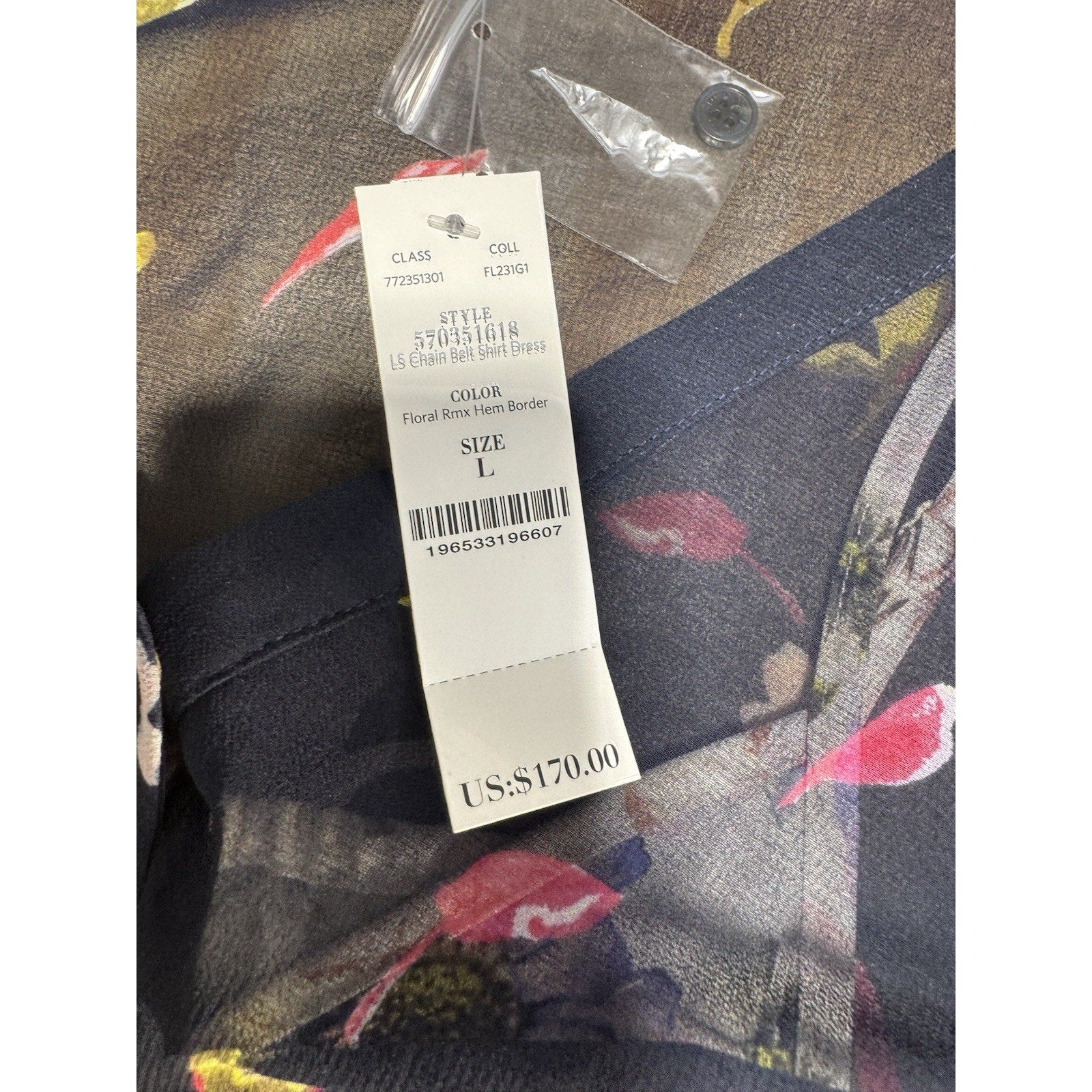 White House Black Market Floral Chain Belt Shirt Dress 17809 New Women’s Size L