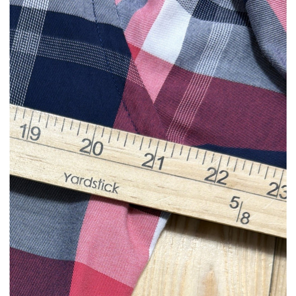 Express Soft Wash Shirt Mens M Red Blue Plaid Button Up Long Sleeve Cotton