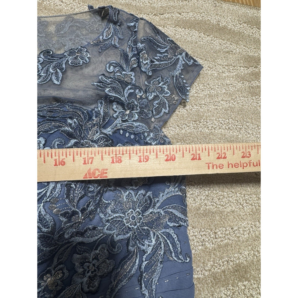 JJ’s House Dusty Blue Lace Applique Chiffon Mother of the Bride Dress Womens 22