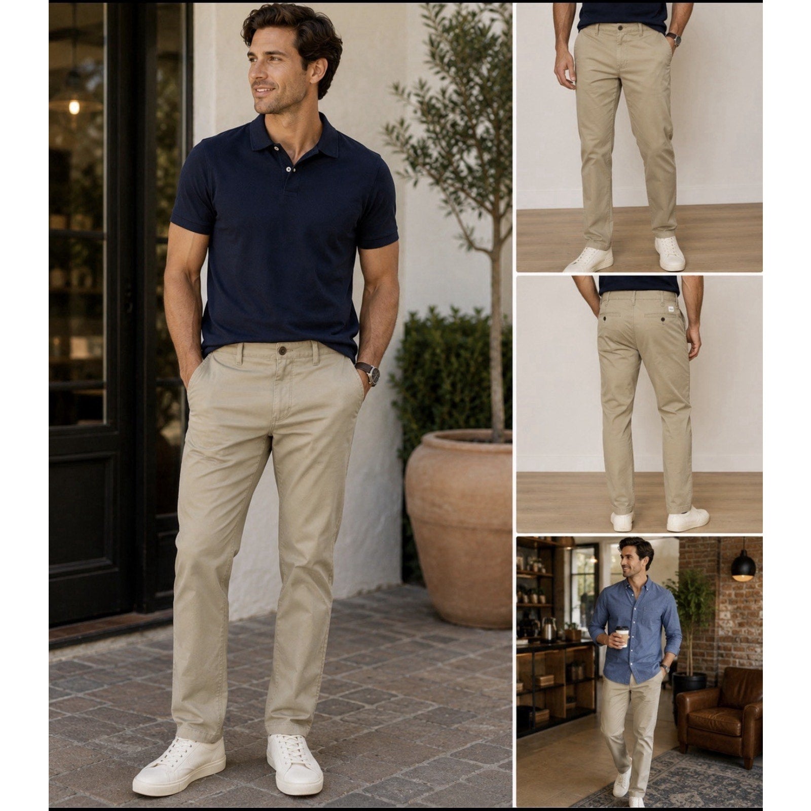 American Eagle Flex Original Straight Chino Pants Mens 28x30 Khaki Stretch