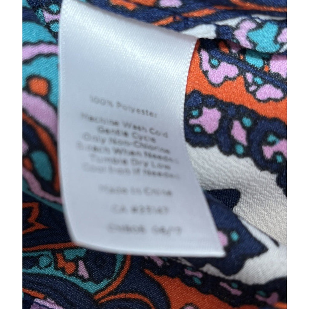 Talbots Boho Multicolor Paisley Print Long Sleeve Blouse Size M