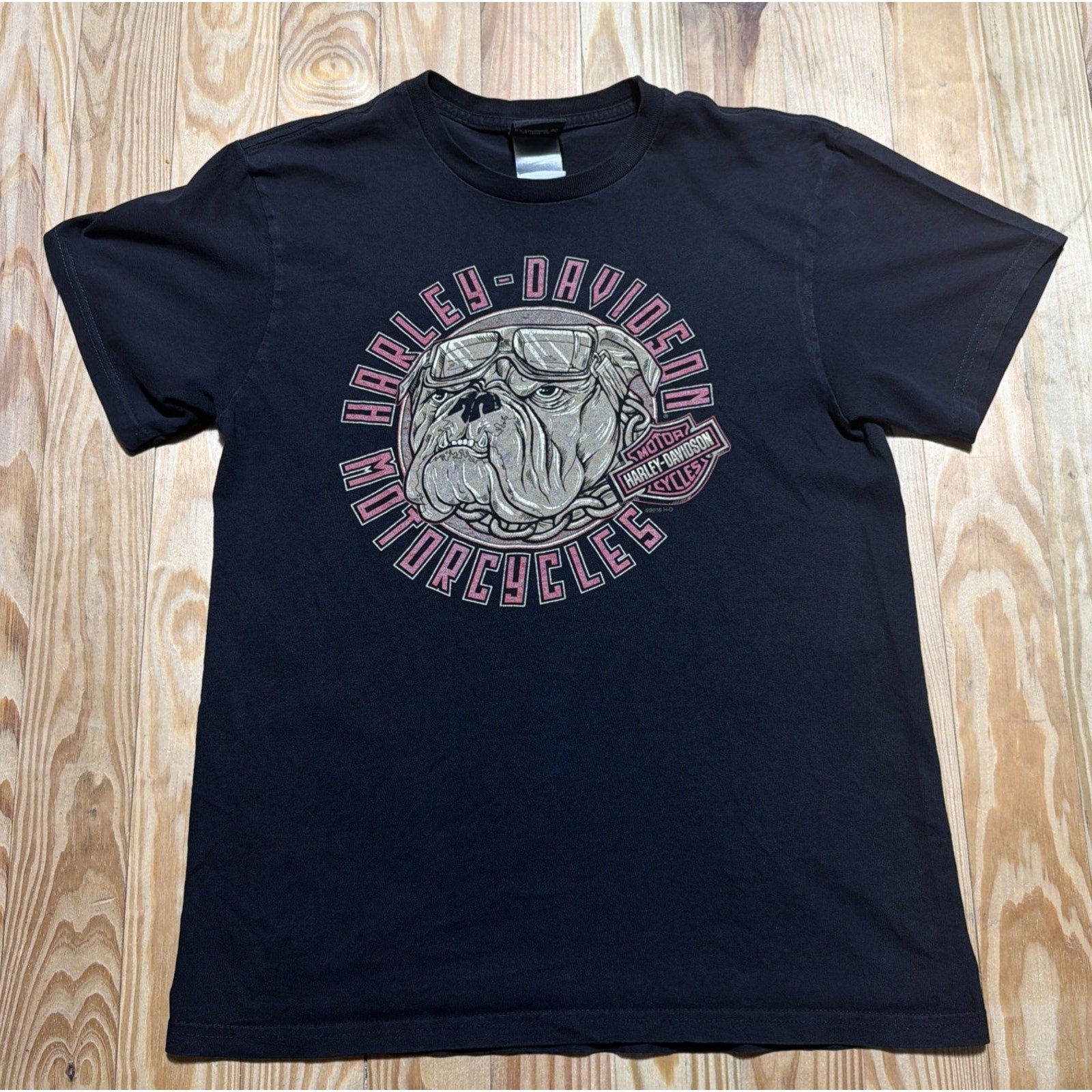 Harley Davidson T Shirt Bulldog Collierville TN Black Men's Medium 2016 Made USA