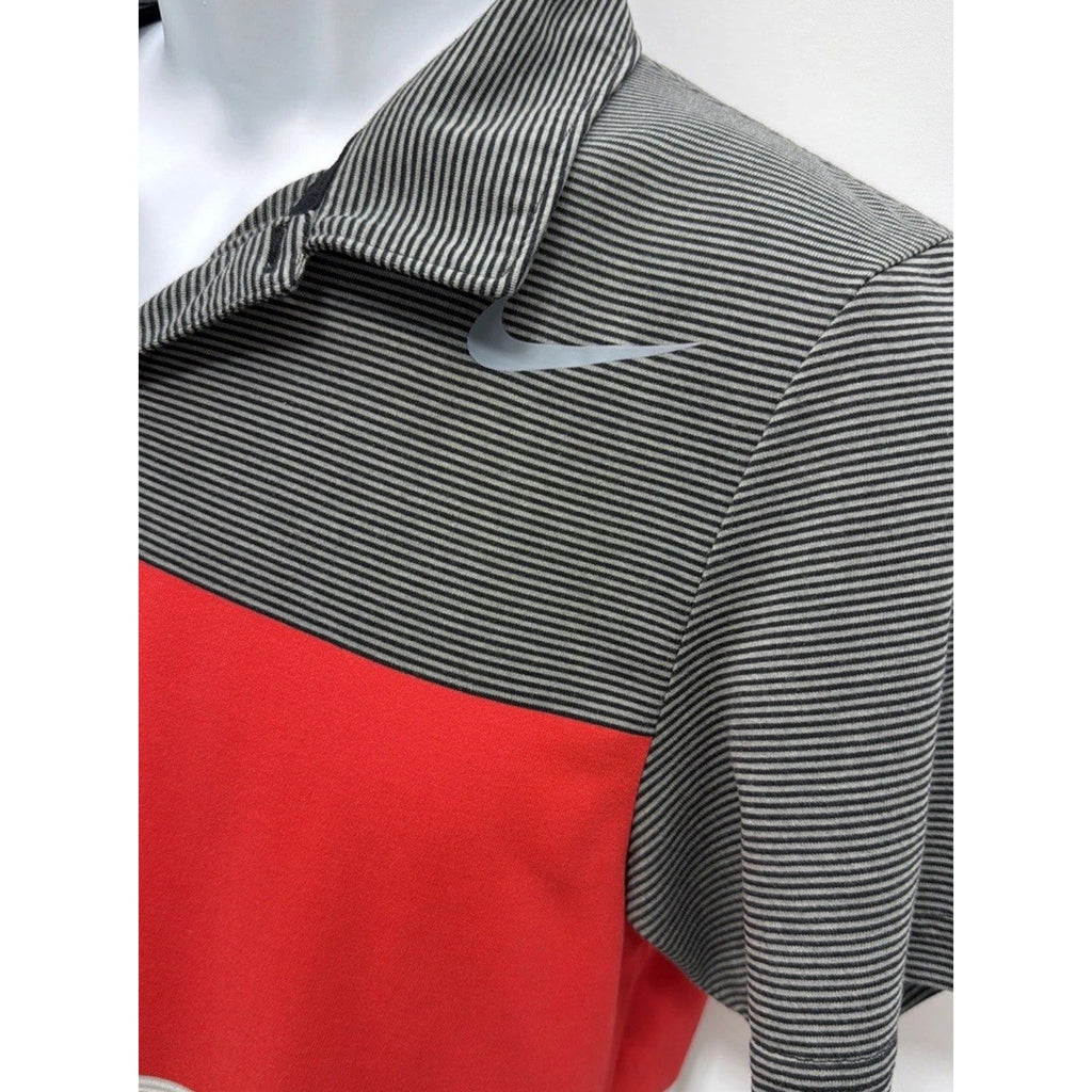 Nike De Fit Golf Polo Shirt Men’s S Black Gray Striped Performance Stretch