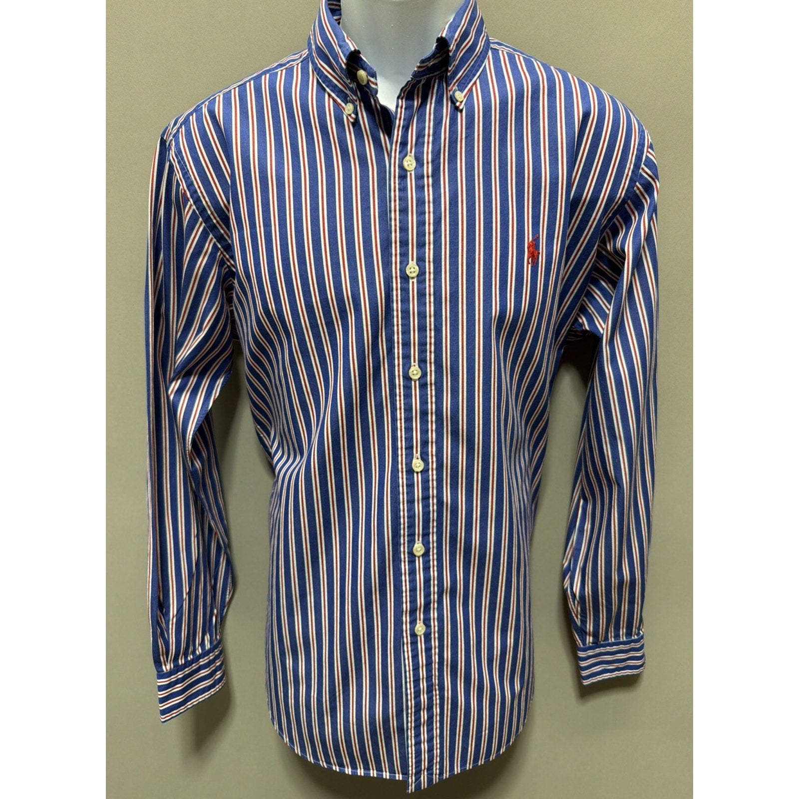 Ralph Lauren Mens Striped Button Down Long Sleeve Dress Shirt M Classic Fit Prep