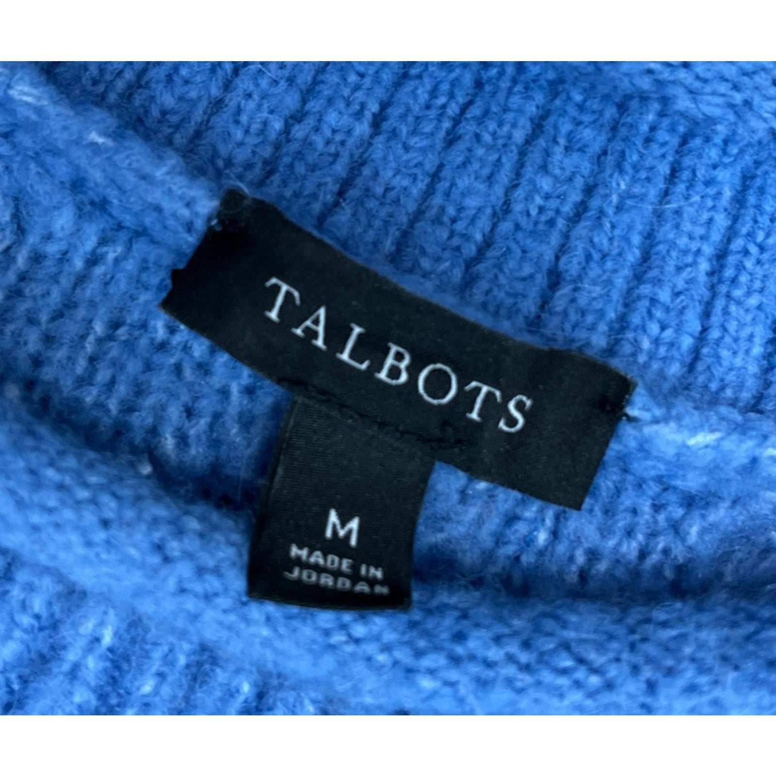 Talbots Womens M Wool BlendSweater Mock Neck Pullover Cable Knit Long Sleeve