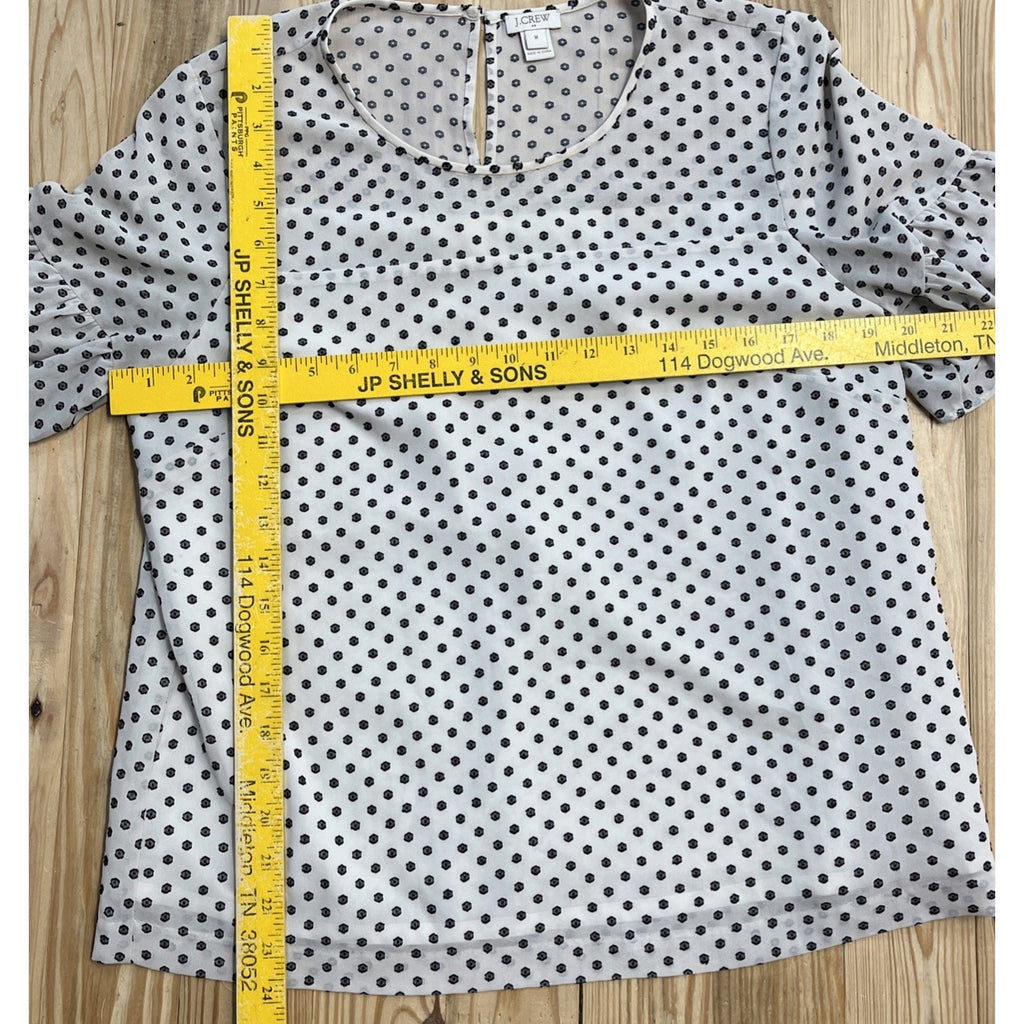Classic J. Crew Short Sleeve Lined Blouse Size M Ivory White Flutter Sleeve