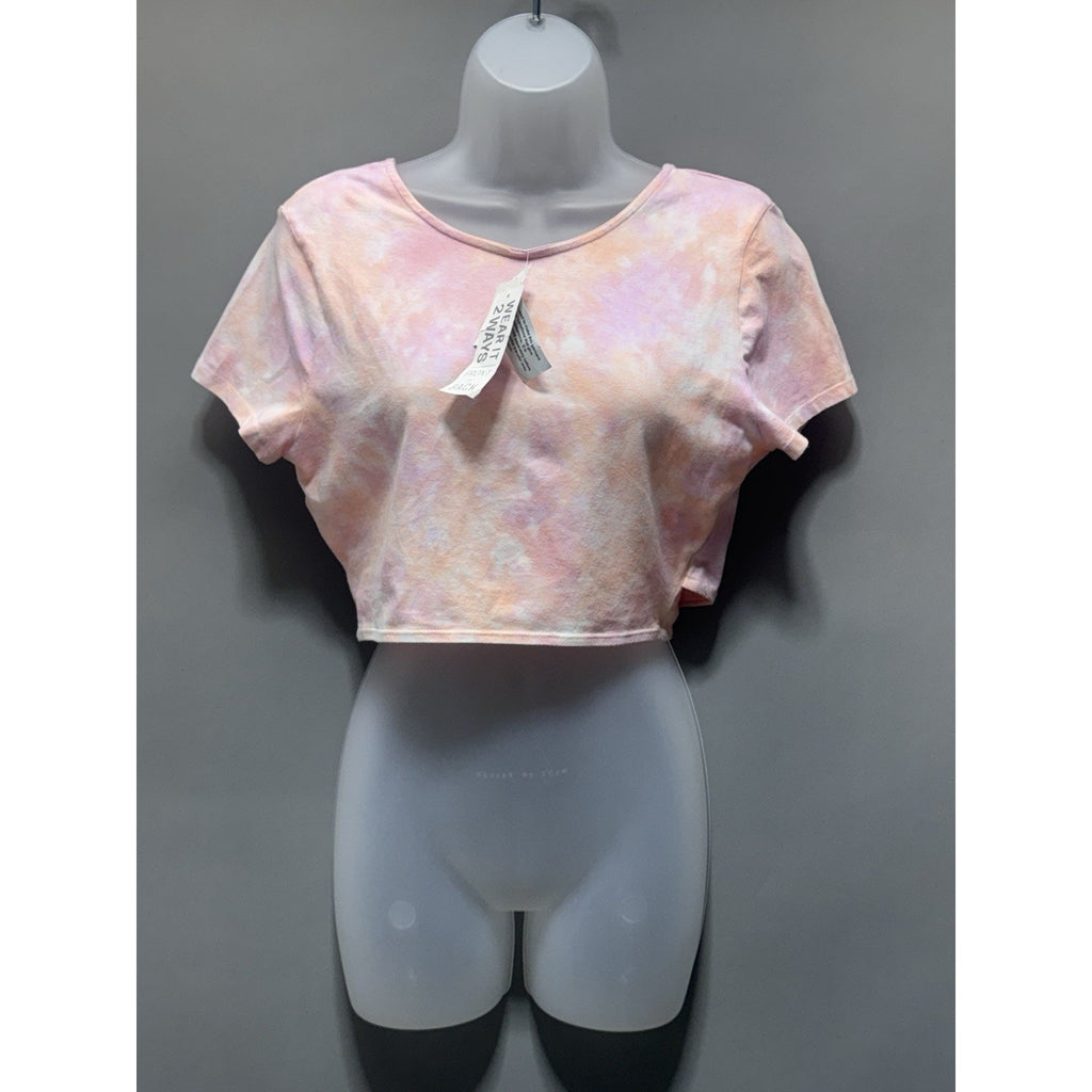 Aeropostale Tie Dyed New 2 Ways To Wear Front Crop Short Sleeve Women’s Size L