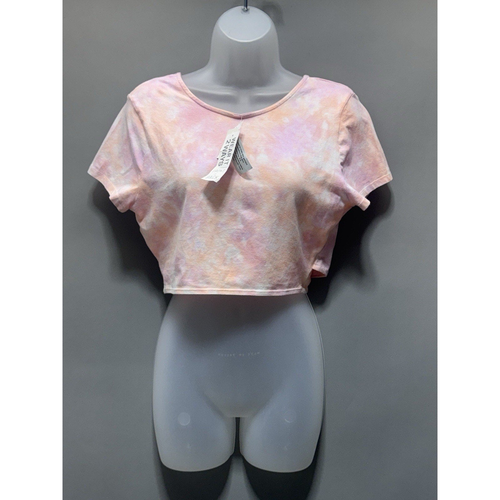 Aeropostale Tie Dyed New 2 Ways To Wear Front Crop Short Sleeve Women’s Size L
