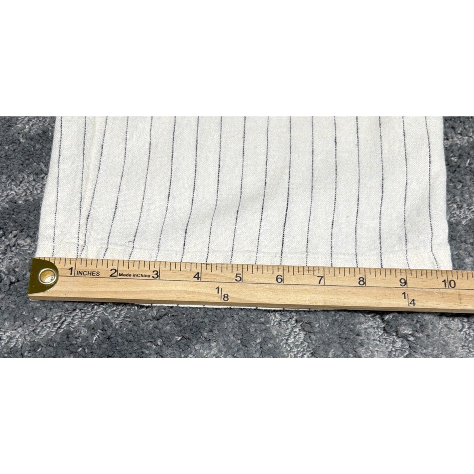 Women's High-Rise Linen Wide Leg Pants A New Day Cream/Black Pin Stripe Size 8