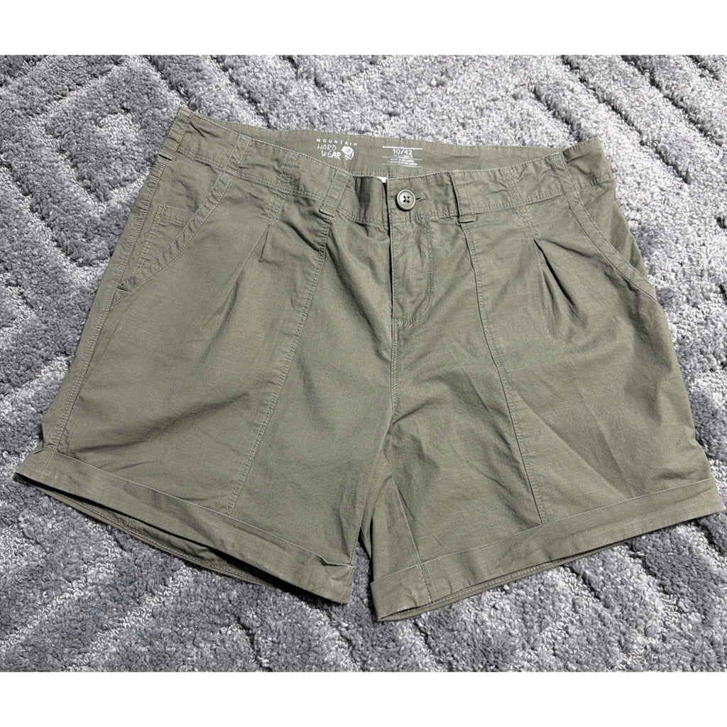 Mountain Hardwear Shorts Womens 10 Green Cuffed Outdoor Pockets Hiking Casual