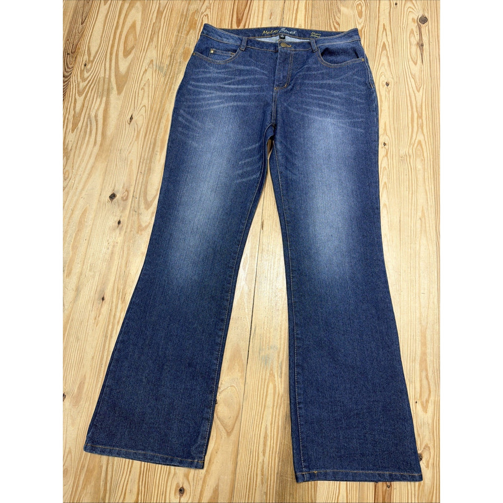 Metro Blues Women's 12 Blue Modern Bootcut Dark Wash Stretch Denim Jeans 33x31
