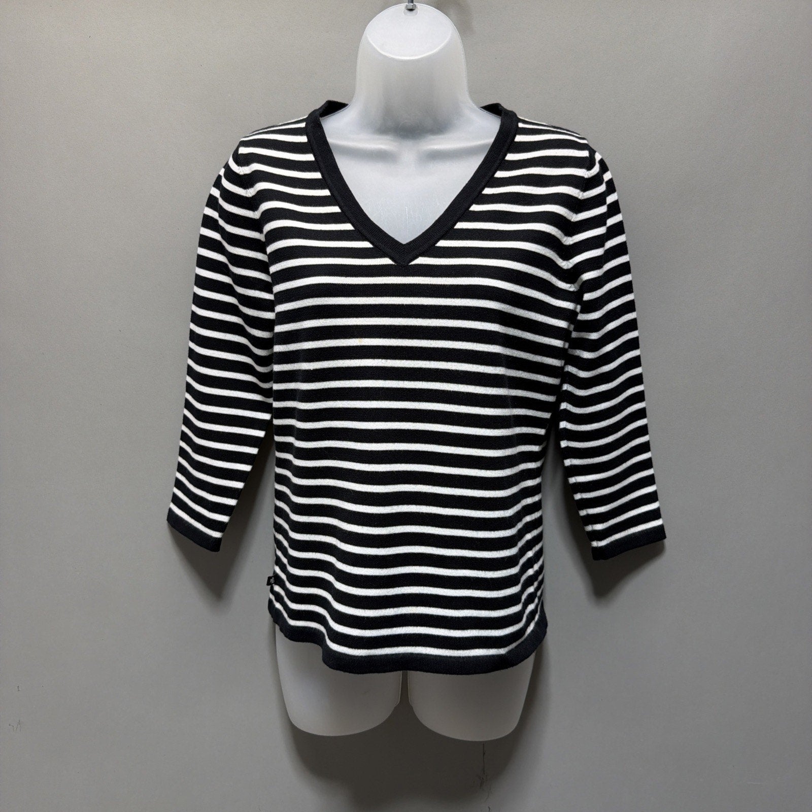 Ralph Lauren RLL Navy blue stripe Sweater V neck pullover Nautical VTG SIZE S