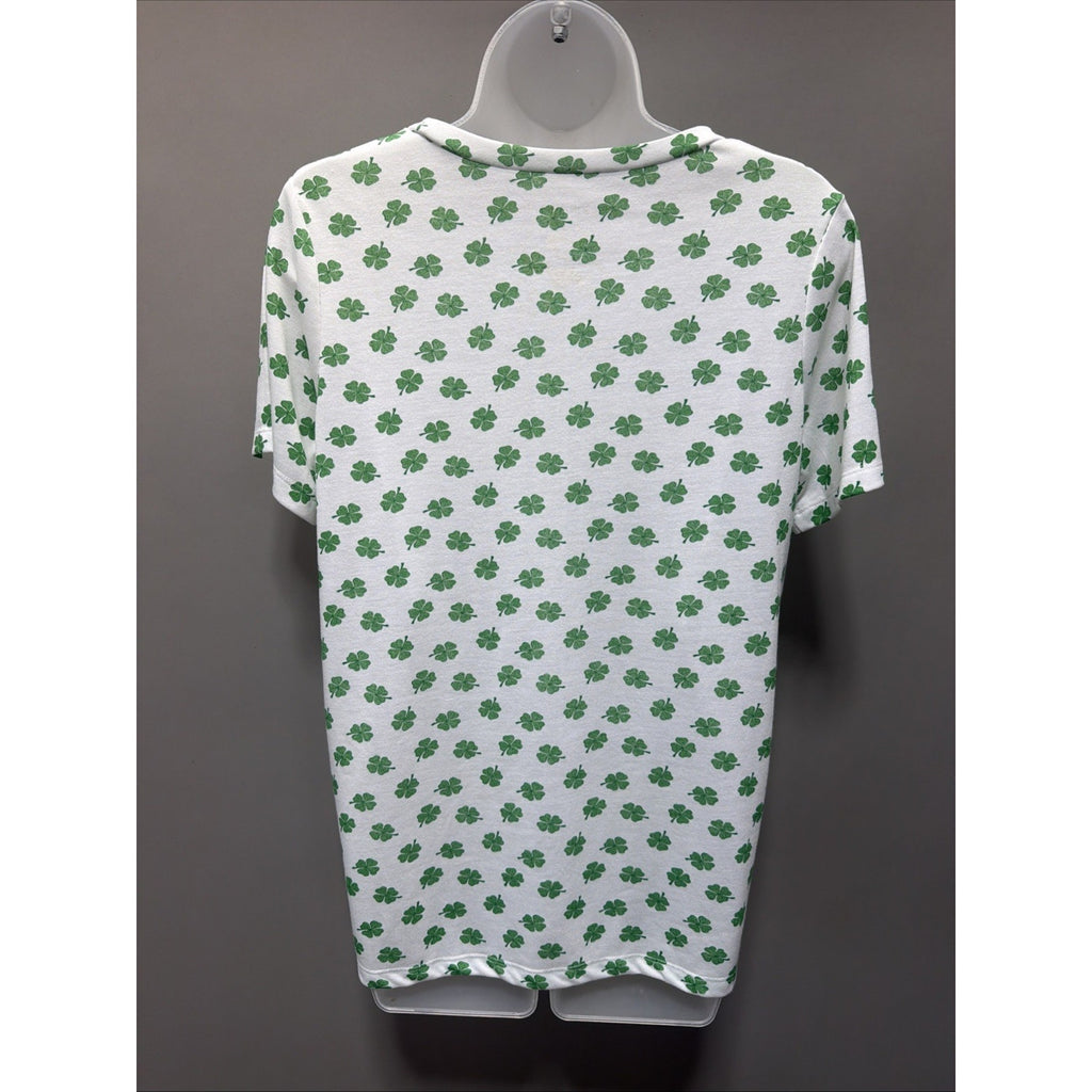 Grayson Threads Women's Lucky Charm Print All Over Green Shamrock Shirt L New