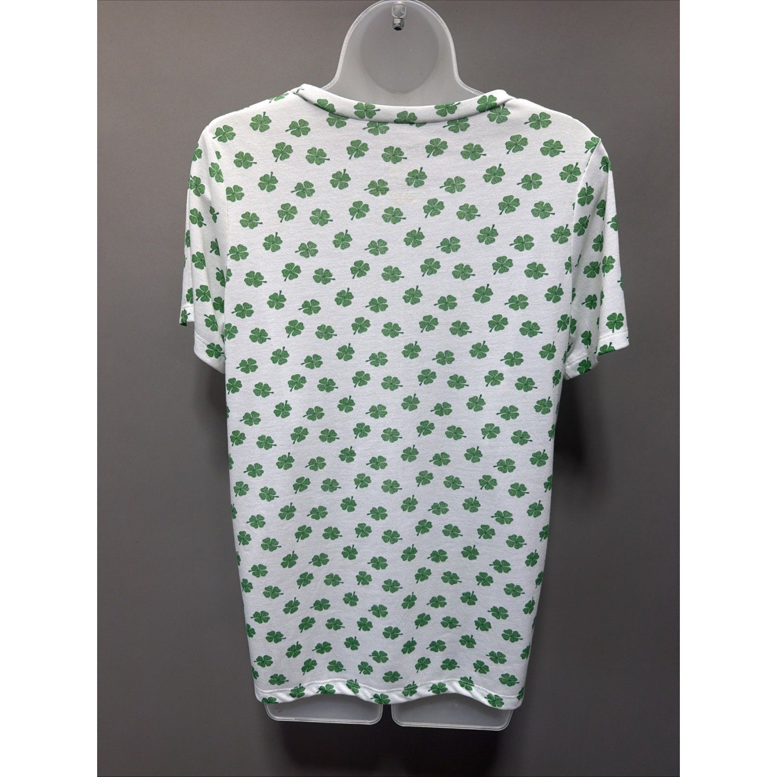 Grayson Threads Women's Lucky Charm Print All Over Green Shamrock Shirt L New