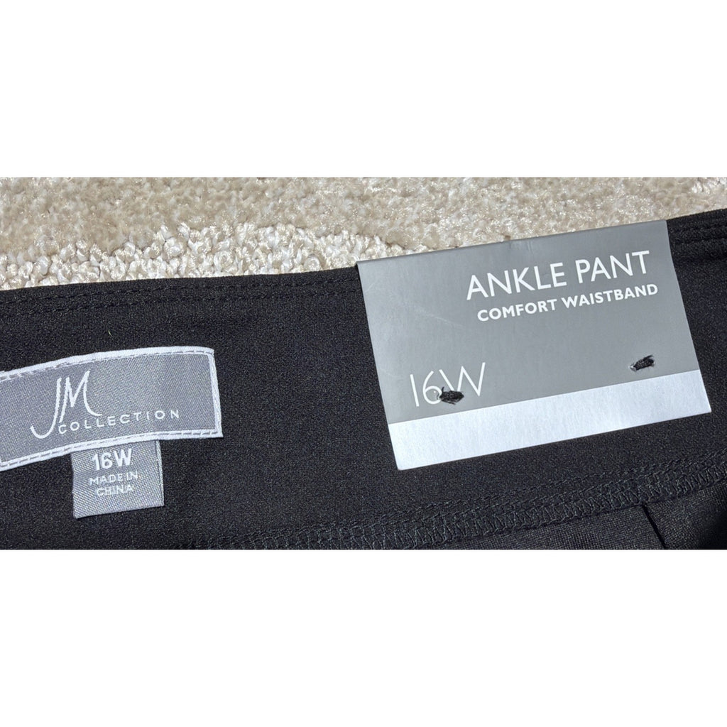 NWT JM Collection Black Pull On Comfort Waist Stud Ankle Pants Women's Plus 16W
