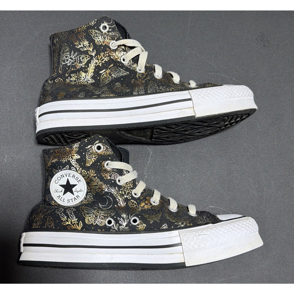 Converse All Star CTAS Eva Lift Black & Gold Butterfly Mid Top Sneakers SZ 4